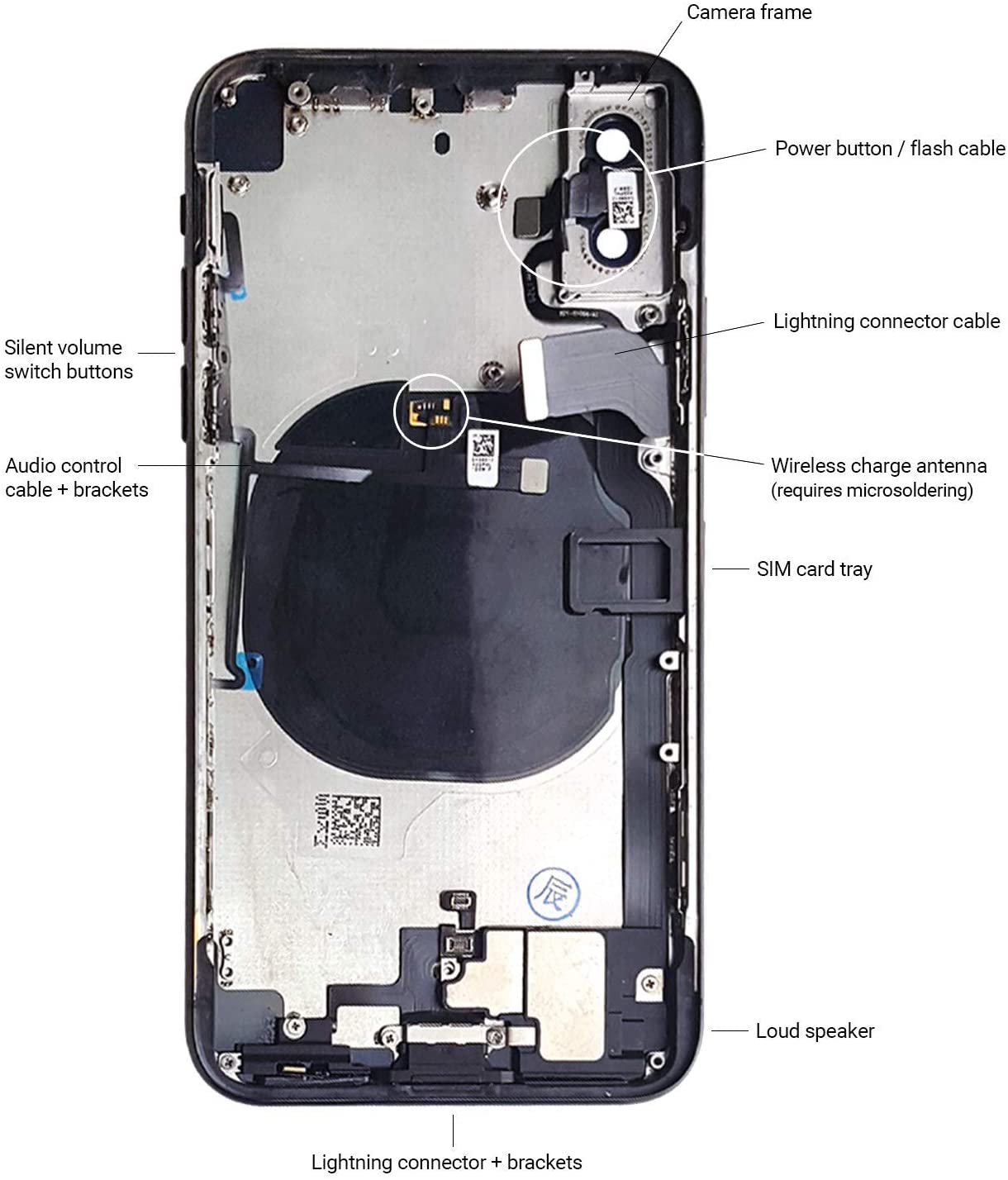 For iPhone X Back Housing With Components Pre-Installed